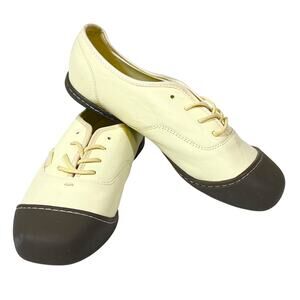 Vans Two Tone Oxford Flat Derby Sneaker Shoe Men 5.5 Women 7 Cream Brown Cap Toe